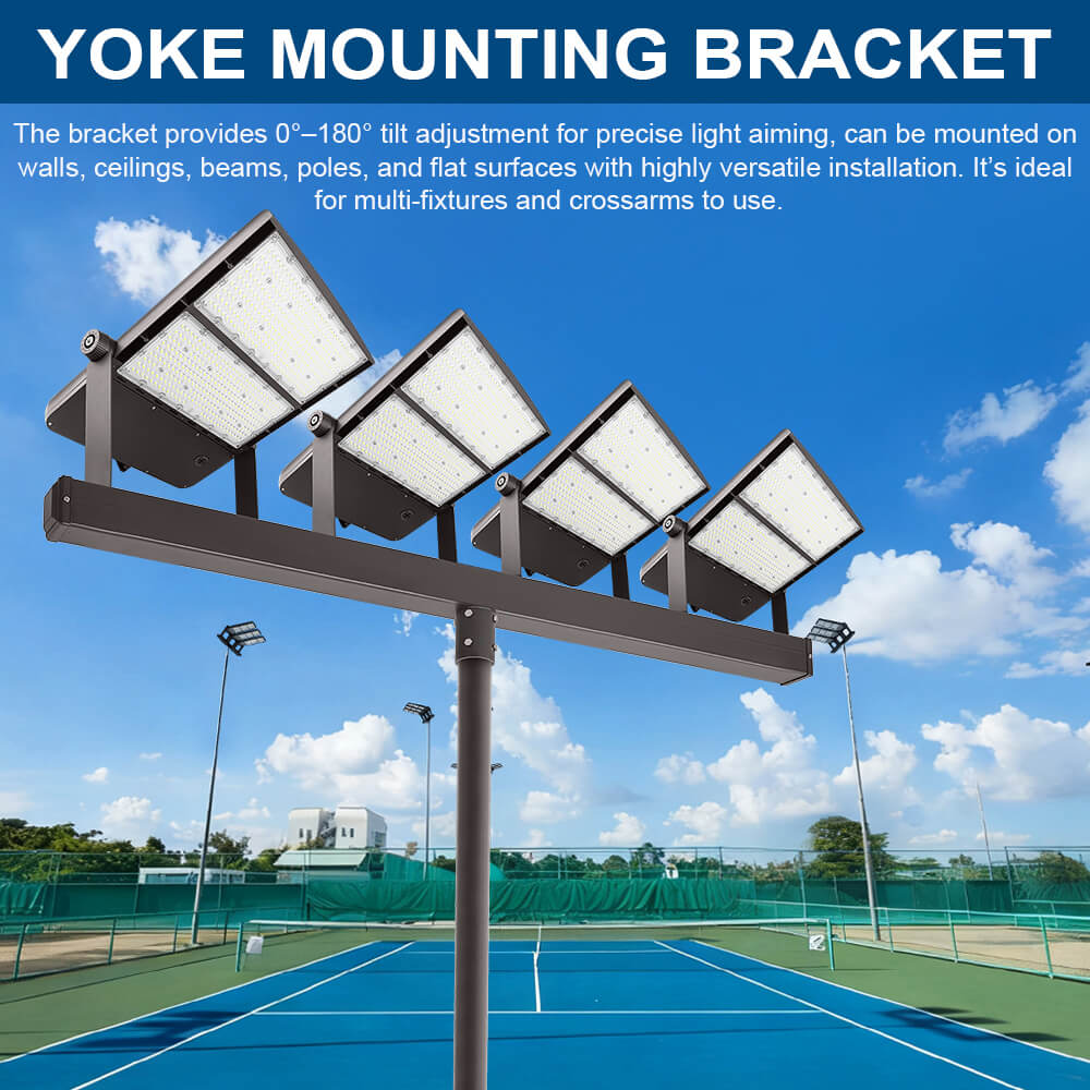 Konlite Spica 400W LED Sports Light - Tennis Court Light - Dark Bronze - Wide Asymmetric - 3 Wattage Selectable - 69,600lm Max - 5000K - 1000W Equal