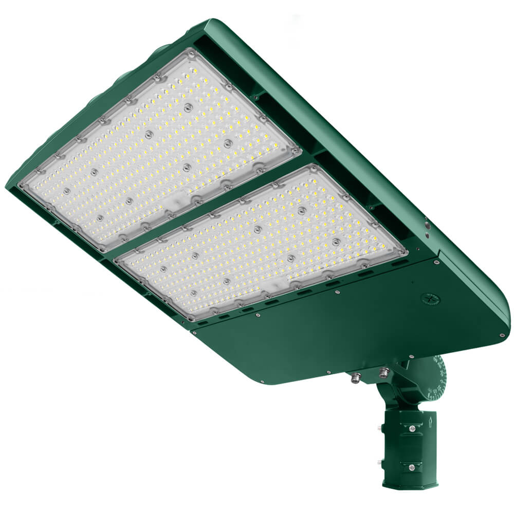 Konlite Spica 400W LED Sports Light with SlipFitter - Tennis Court Light - Hunter Green - Wide Asymmetric - 3 Wattage Selectable - 69,600lm Max - 5000K - 1000W Equal