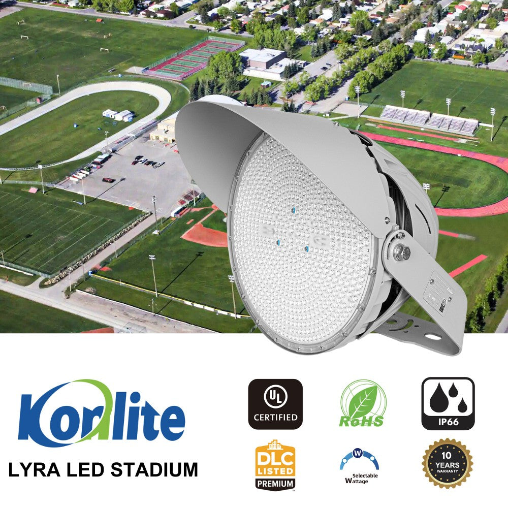 LYRA LED Stadium Light - 500W/400W/300W Selectable - Up to 75,000lm - 5000K - 200-480V - 4H4V - 1500W Equal - 10 Year Warranty