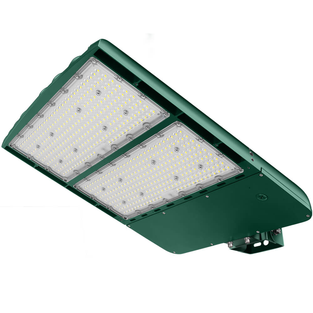 Konlite Spica 400W LED Sports Light with SlipFitter - Tennis Court Light - Hunter Green - Wide Asymmetric - 3 Wattage Selectable - 69,600lm Max - 5000K - 1000W Equal