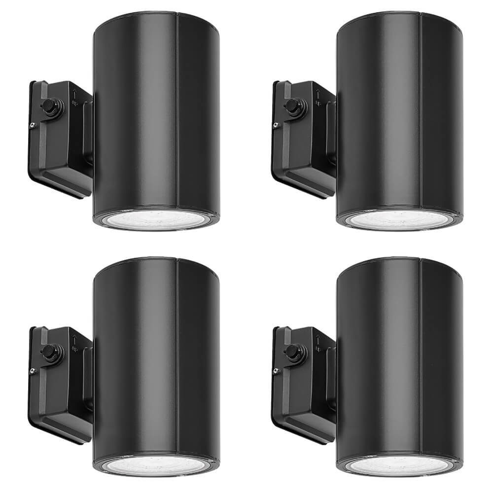 Black Finish Outdoor Wall Sconce - 38W/31W/19W Selectable - up to 5,600 Lumens - 3 CCT Selectable - 120-277V - Photocell with Cap