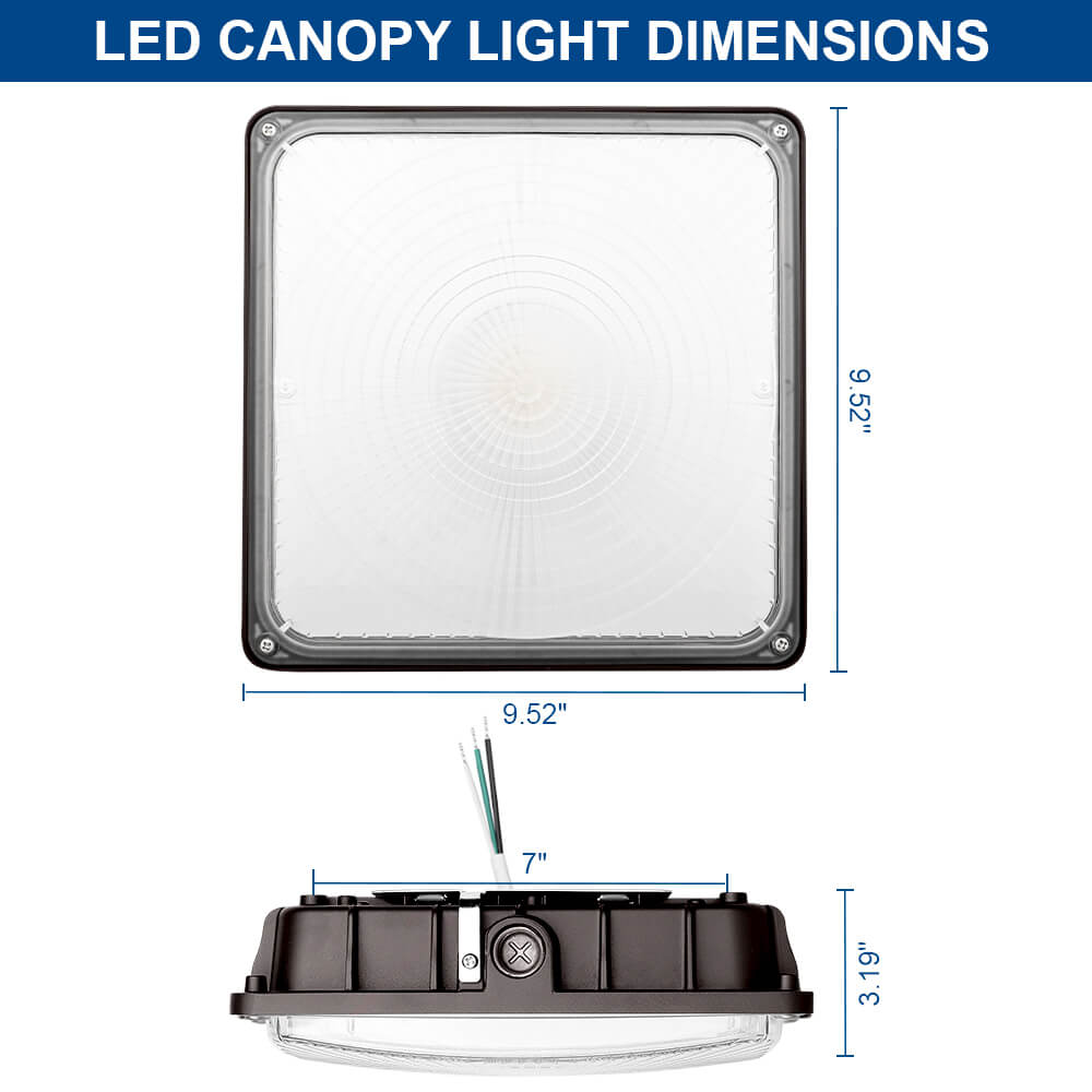Konlite LED Canopy Area Light - 27W - 3,800 Lumens - 5000K- Non-Dimmable - 120-277V - 70W Equal