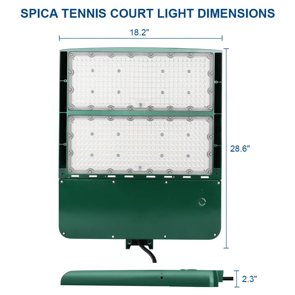 Konlite Spica 400W LED Sports Light with SlipFitter - Tennis Court Light - Hunter Green - Wide Asymmetric - 3 Wattage Selectable - 69,600lm Max - 5000K - 1000W Equal