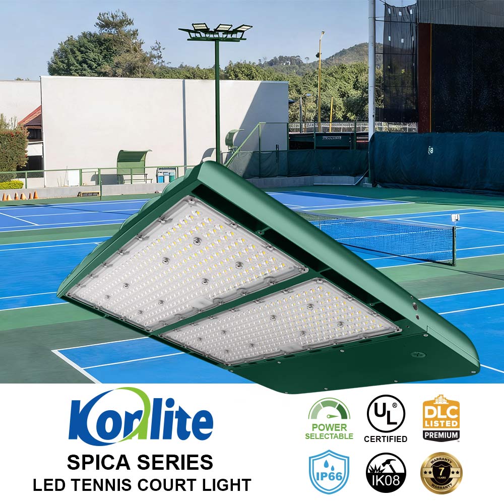 Konlite Spica 400W LED Sports Light with SlipFitter - Tennis Court Light - Hunter Green - Wide Asymmetric - 3 Wattage Selectable - 69,600lm Max - 5000K - 1000W Equal