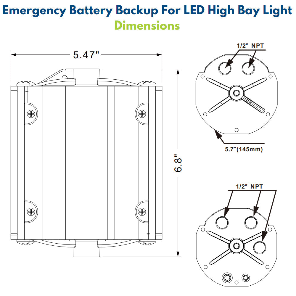 LED Emergency Backup Driver - Constant Power - 25W - 100-347Vac Input - 170Vdc Output
