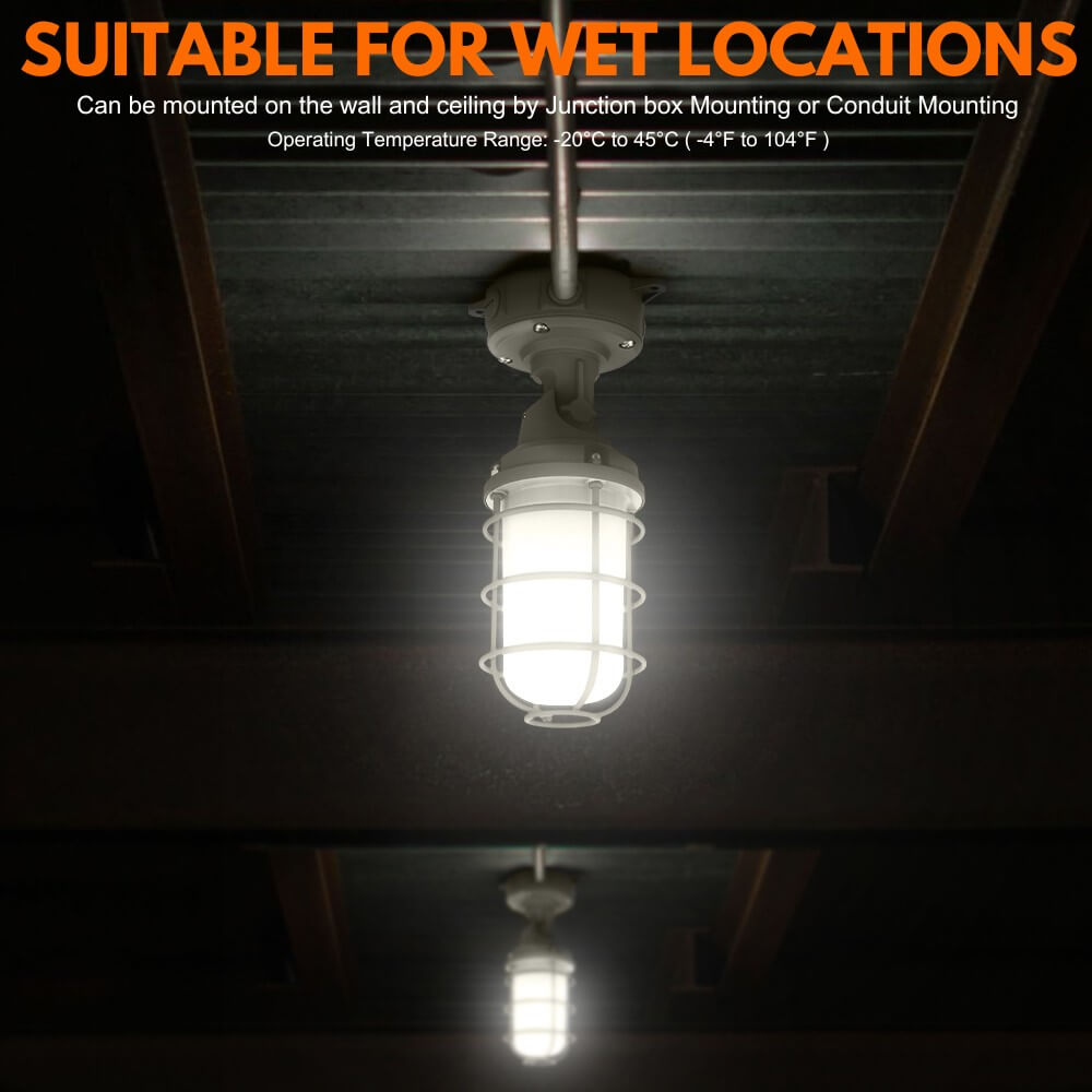 Vapor Tight LED Light Fixture - Jelly Jar Light - 30/20/15W - 3,480 lumens - 50K/40K/30K Selectable - 120-277V - 150w Equal