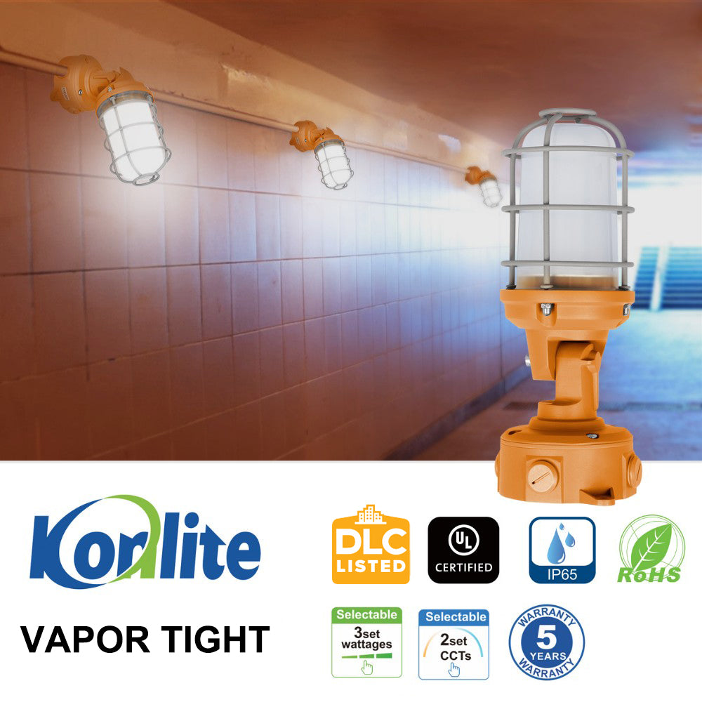 Vapor Tight LED Light Fixture - Jelly Jar Light - 30/20/15W - 3,480 lumens - 50K/40K/30K Selectable - 120-277V - 150w Equal