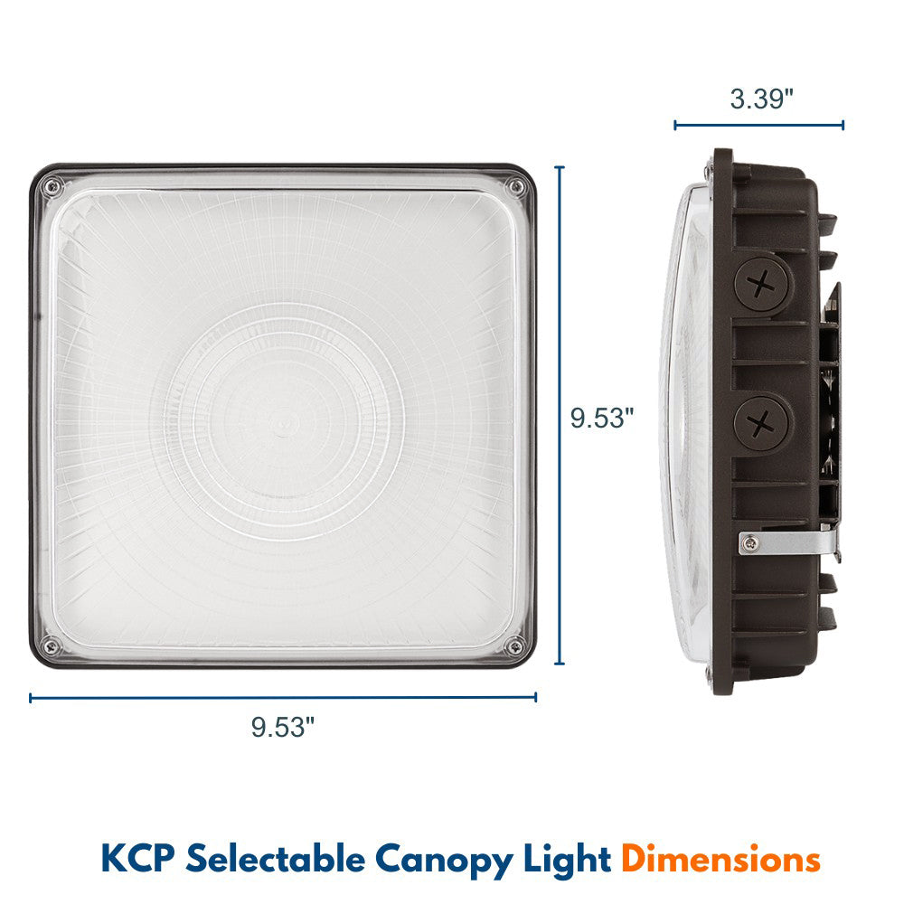 LED Canopy Light - 63W/45W/30W Selectable - 5000K/4000K - Up to 9,360 LM - Dimmable - 120-277V - 150W Equal