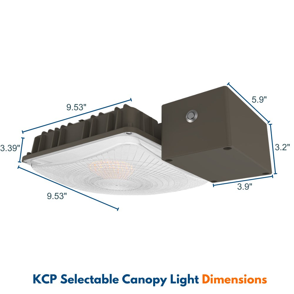 LED Canopy Light with Emergency Battery Backup - 63W/45W/30W Selectable - 5000K/4000K - 9,360 LM - Dimmable - 120-277V - 150W Equal