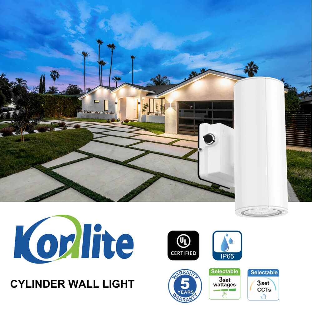 White LED Wall Sconce - 20/16/10W Selectable - up to 2,900 Lumens - 3 CCT Selectable - 120-277V - Photocell with Cap