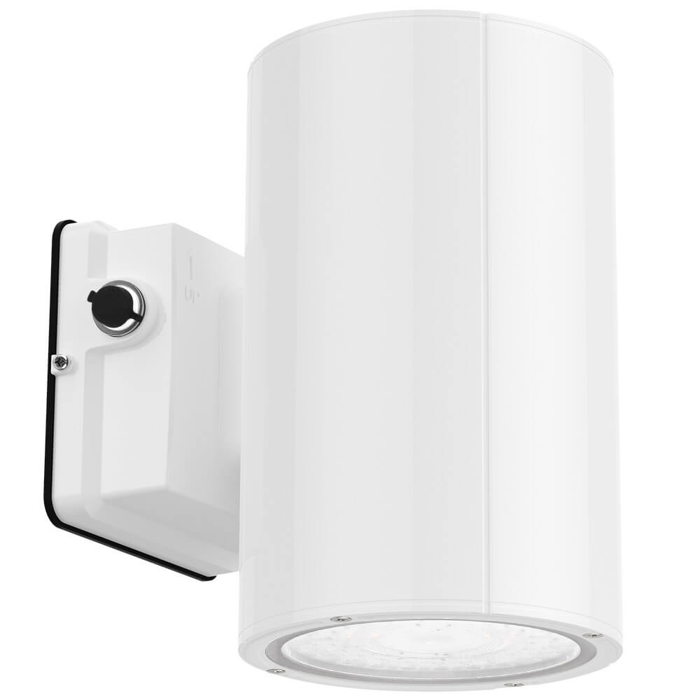 White Outdoor Wall Sconce - 38W/31W/19W Selectable - up to 5,600 Lumens - 3 CCT Selectable - 120-277V - Photocell with Cap