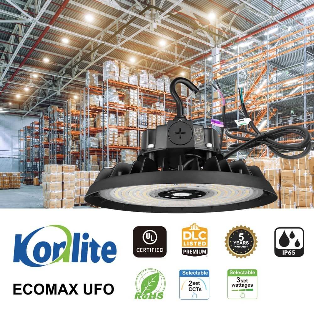 EcoMAX Round UFO LED High Bay Light -150W/100W/80W -120-277V - 23,250 Lumens - 5000K/4000K - 400W Equal
