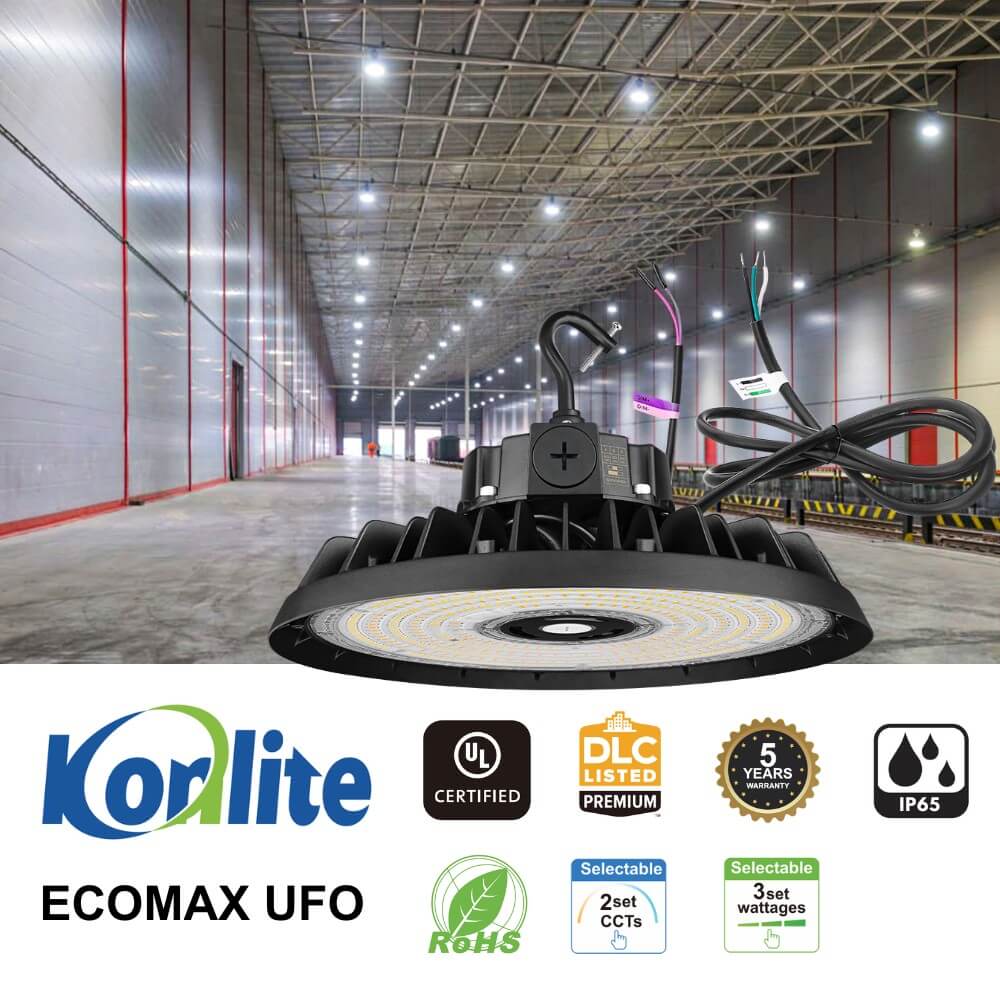 EcoMAX Round UFO LED High Bay Light - 240W/200W/150W - 120-277V - 37,450 Lumens - 5000K/4000K - 1000W Equal