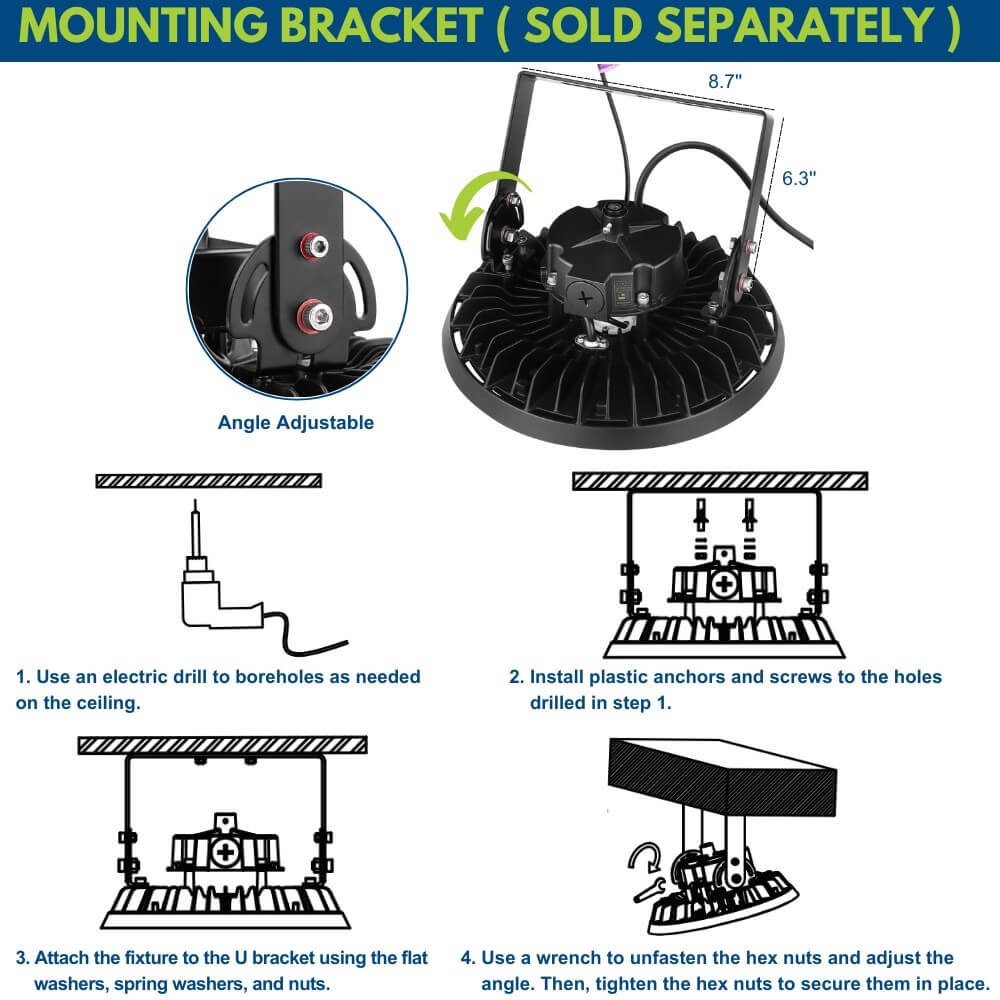 EcoMAX Round UFO LED High Bay Light - 240W/200W/150W - 120-277V - 37,450 Lumens - 5000K/4000K - 1000W Equal