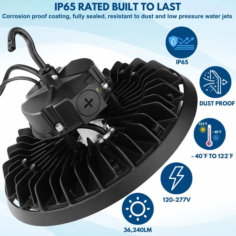 EcoMAX Round UFO LED High Bay Light - 240W/200W/150W - 120-277V - 37,450 Lumens - 5000K/4000K - 1000W Equal
