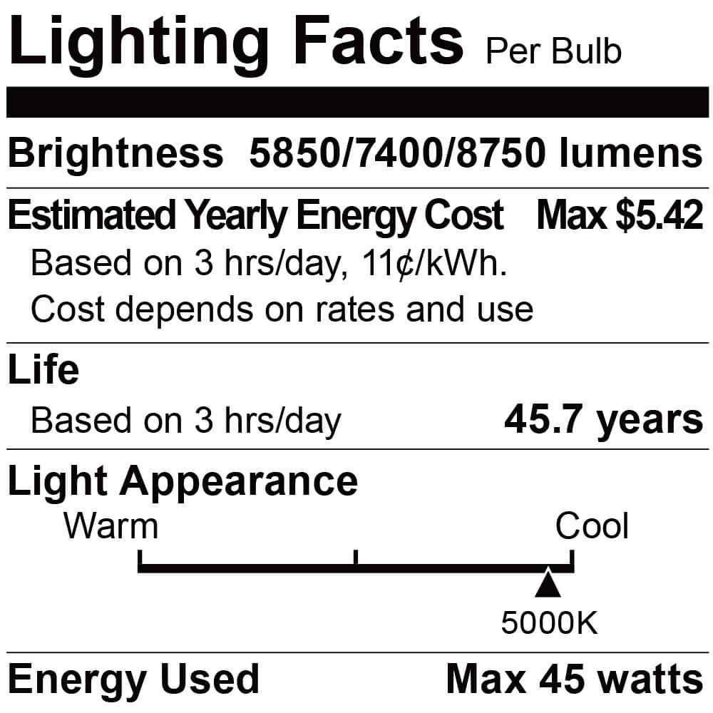 High Lumen LED Filament Bulb - 45W/38W/30W - 8,750LM - 5000K - 250W HID Retrofit Lamp Equivalent