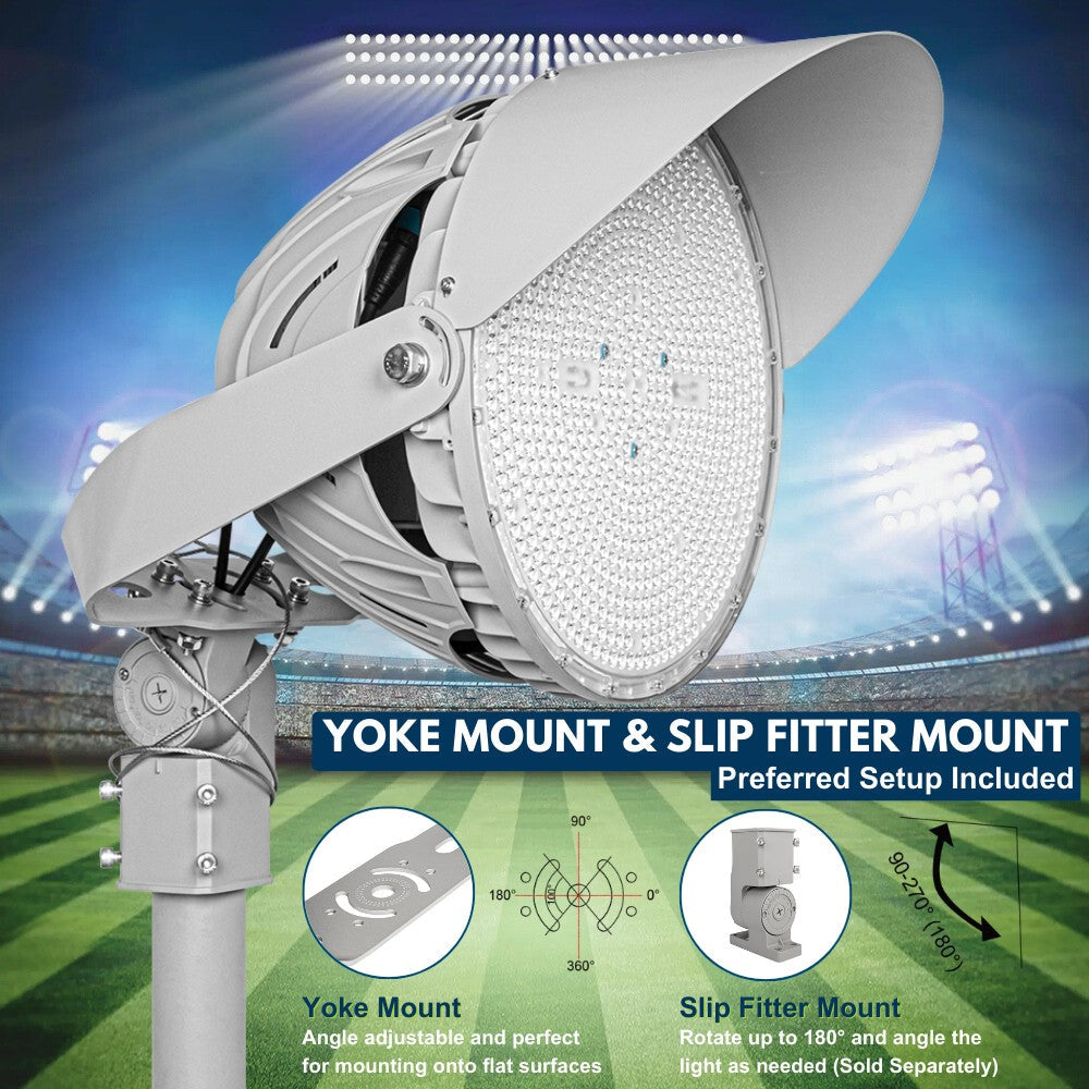 LYRA LED Stadium Light - 500W/400W/300W Selectable - Up to 75,000lm - 5000K - 200-480V - 4H4V - 1500W Equal - 10 Year Warranty