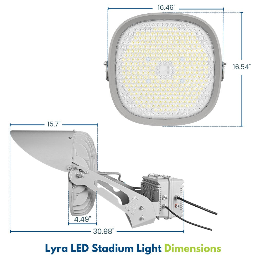 LYRA LED Stadium Light - 680W - 102,000lm - 5700K - 200-480V - 2000W Equal - 10 Year Warranty