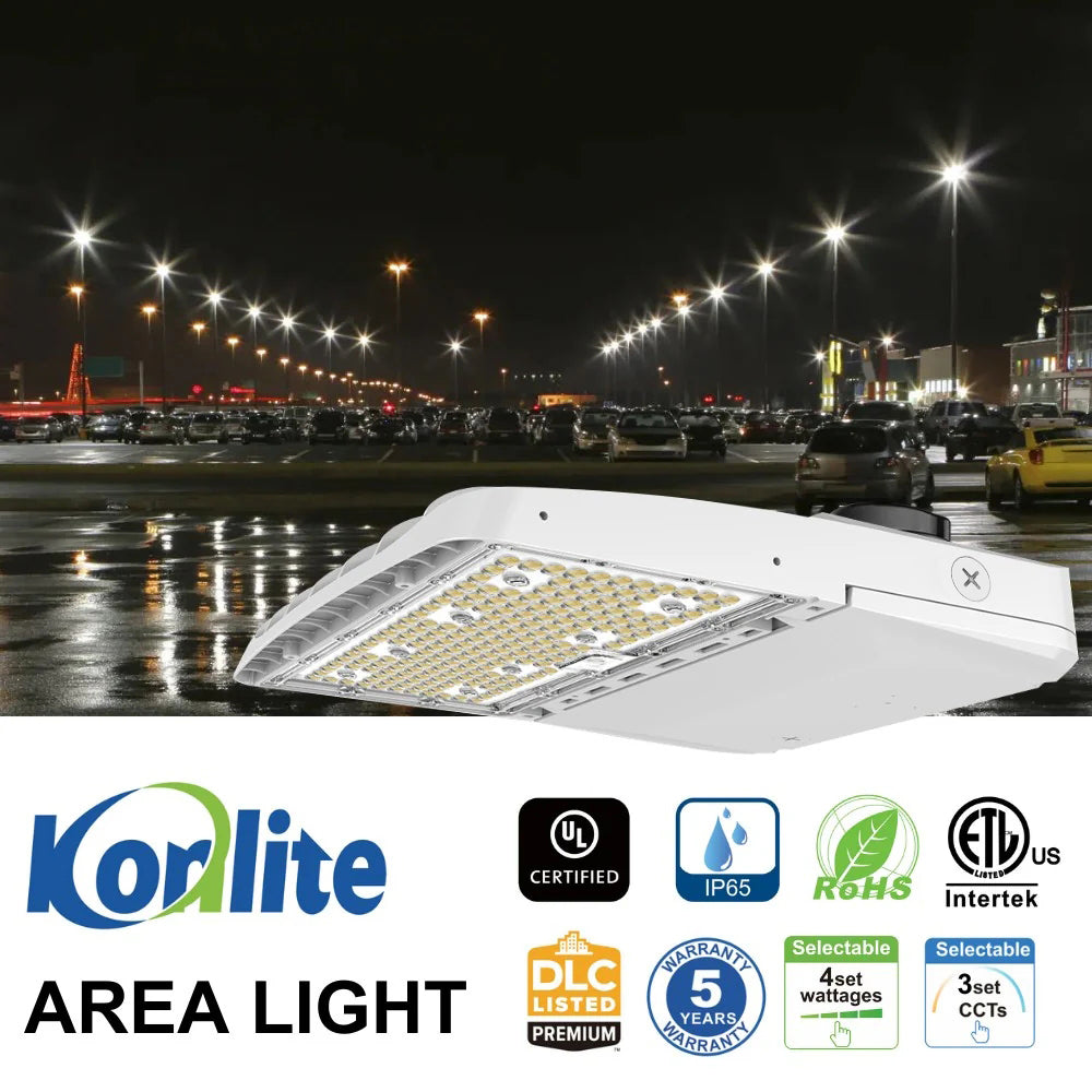 Vela I LED Parking Lot Light - White Finish - 150W/120W/100W/80W Selectable - 3 CCT Selectable - Up to 23,000 Lumens - Type III - 120-277V - 400W Equal