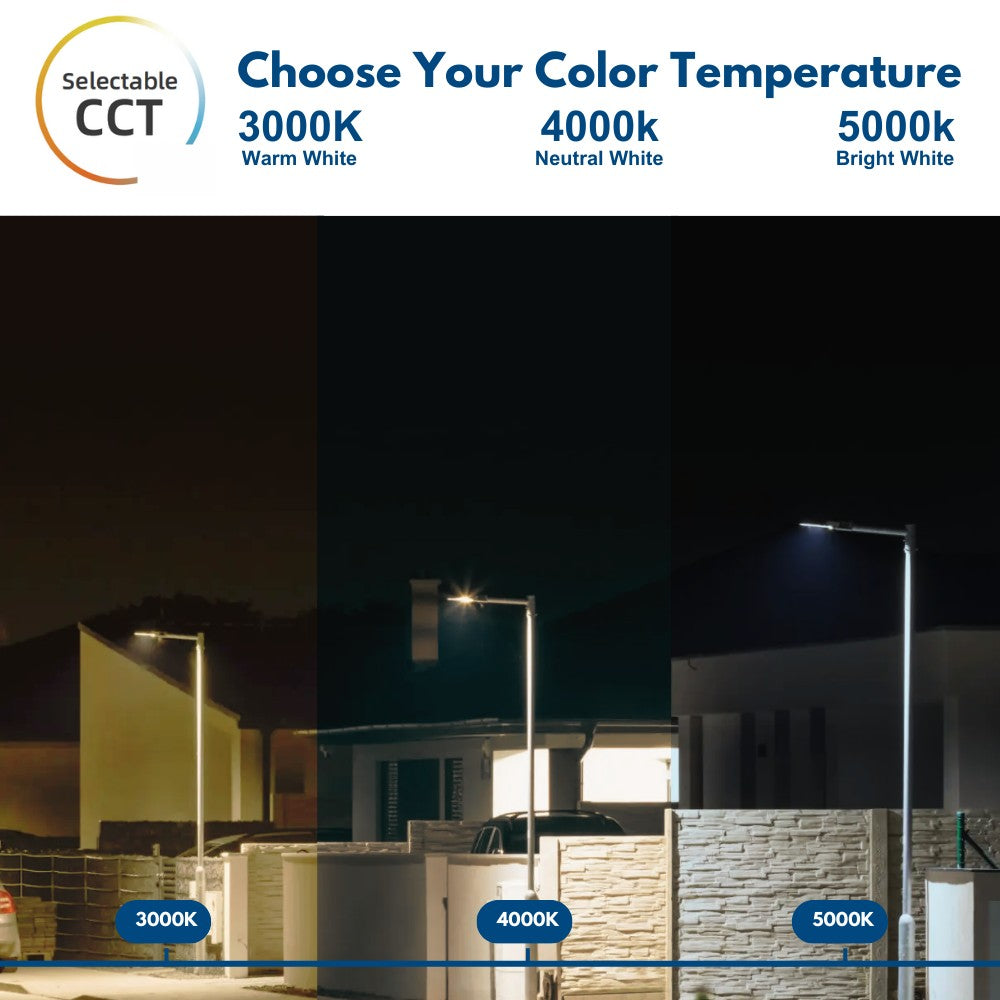 Vela I LED Parking Lot Light - White Finish - 150W/120W/100W/80W Selectable - 3 CCT Selectable - Up to 23,000 Lumens - Type III - 120-277V - 400W Equal