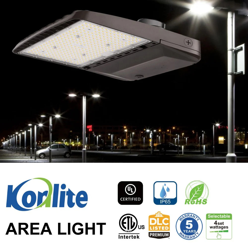 Konlite Vela II LED Parking Lot Light - 240W/220W/200W/170W Selectable - 35,800 LM - 3 CCT - Type IV - 120-277V - 750W Equal