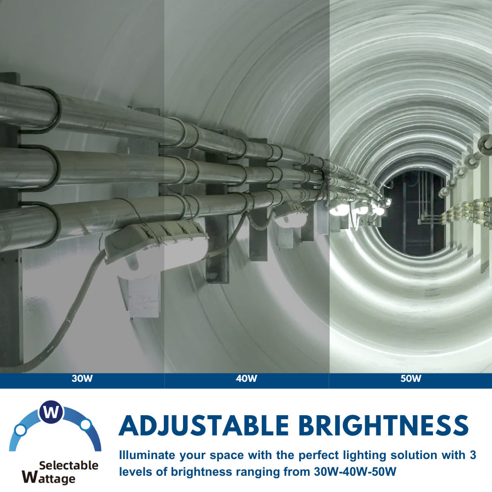 4ft Vapor Tight LED Light Fixture - Pack of 2 - 50/40/30W - 6,500 lumens - 50K/40K/30K Selectable - 120-277V