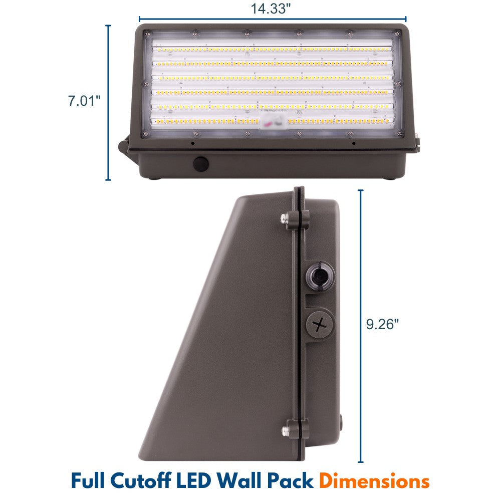Full Cutoff LED Wall Pack - 125W/105W/76W Selectable - Up to 20,812 Lumens - 3 CCT Selectable - 120-277V - 400W Equal