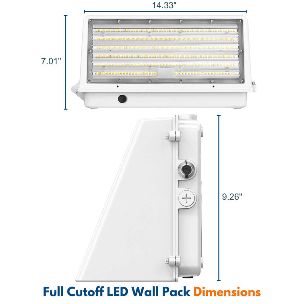 Full Cutoff LED Wall Pack - White Finish - 125W/105W/76W Selectable - Up to 20,812 Lumens - 3 CCT Selectable - 120-277V - 400W Equal