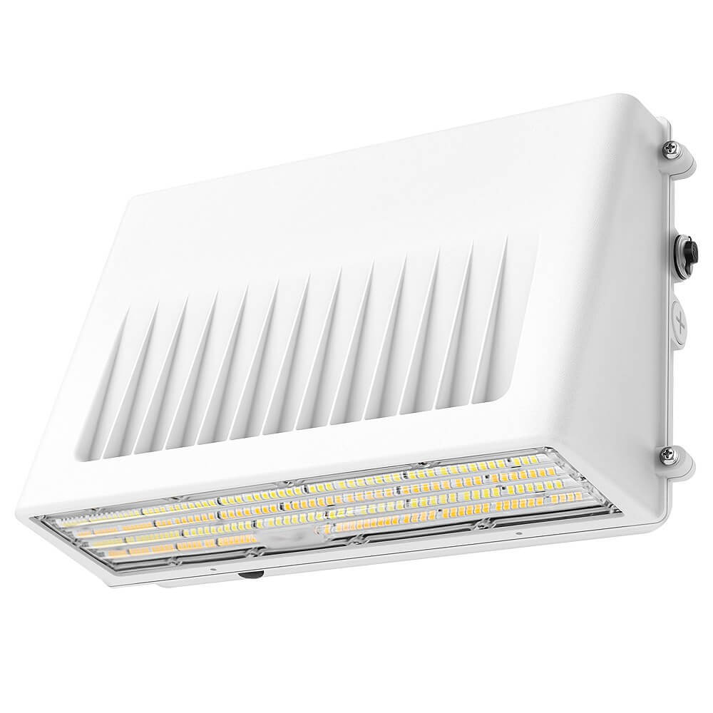 Full Cutoff LED Wall Pack - White Finish - 90W/63W/45W Selectable - 14,900 Lumens - 3 CCT Selectable - 120-277V - 320W Equal
