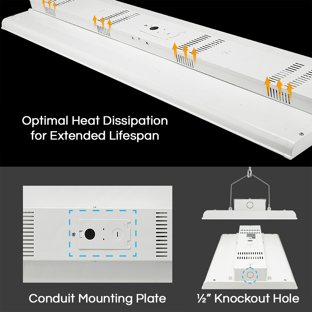 Konlite Linear LED High Bay Light - 225W - 1X4FT- 120-277V - 31500 Lumens - 5000K - 600W Equal