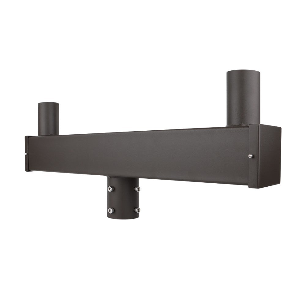180 Degree Steel Double Bullhorn Bracket for 2 Lights - Square - Dark Bronze