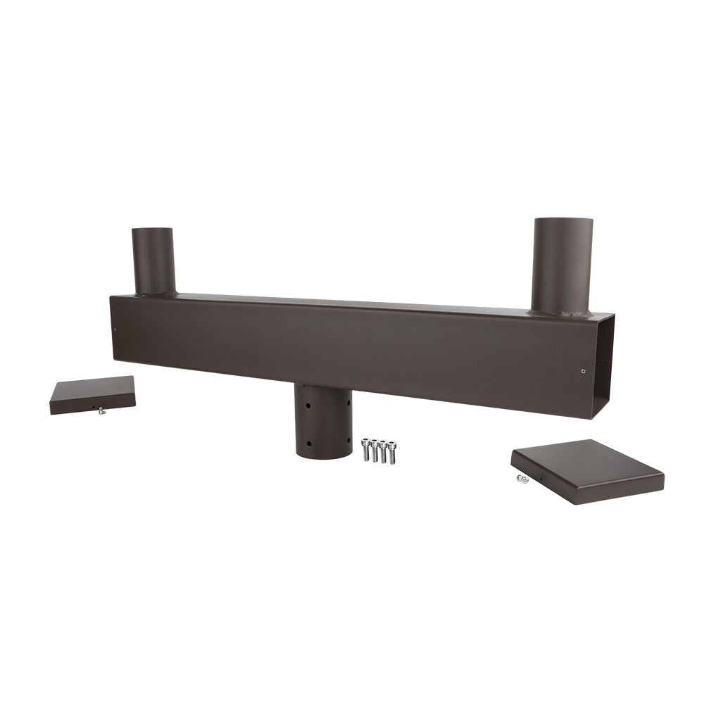 180 Degree Steel Double Bullhorn Bracket for 2 Lights - Square - Dark Bronze