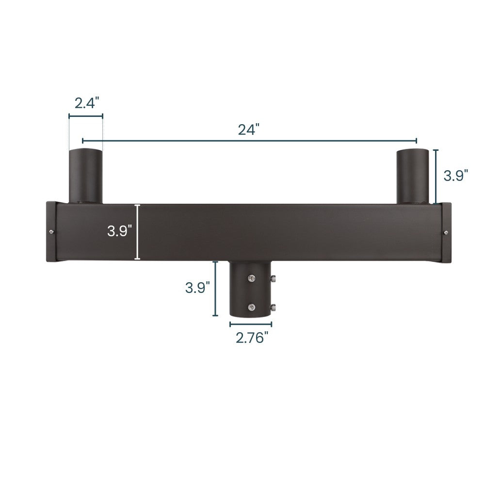 180 Degree Steel Double Bullhorn Bracket for 2 Lights - Square - Dark Bronze