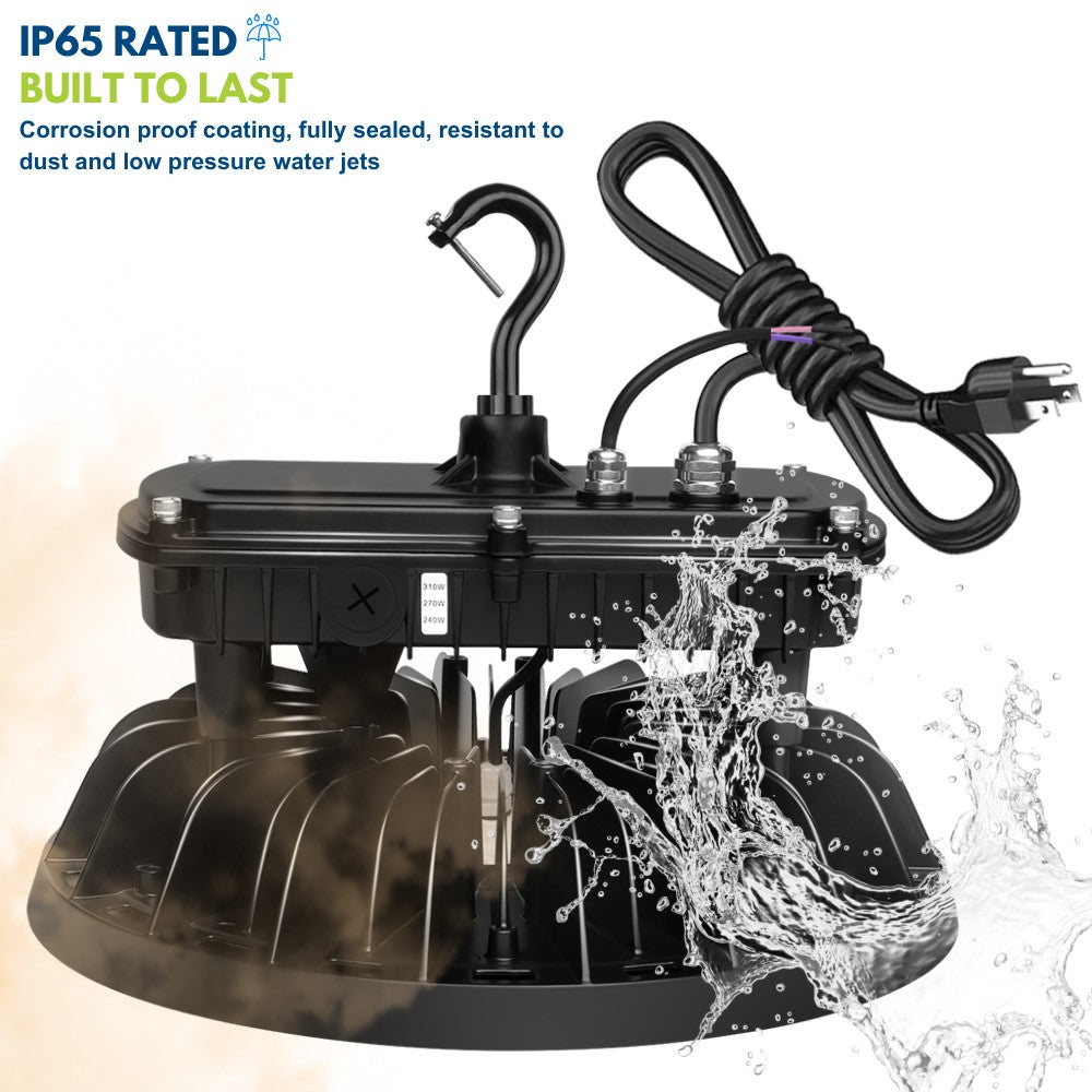 MAX Round UFO LED Bay Light - 310W/270W/240W Selectable - 46500 Lumens - 5000K - 1000W Equal