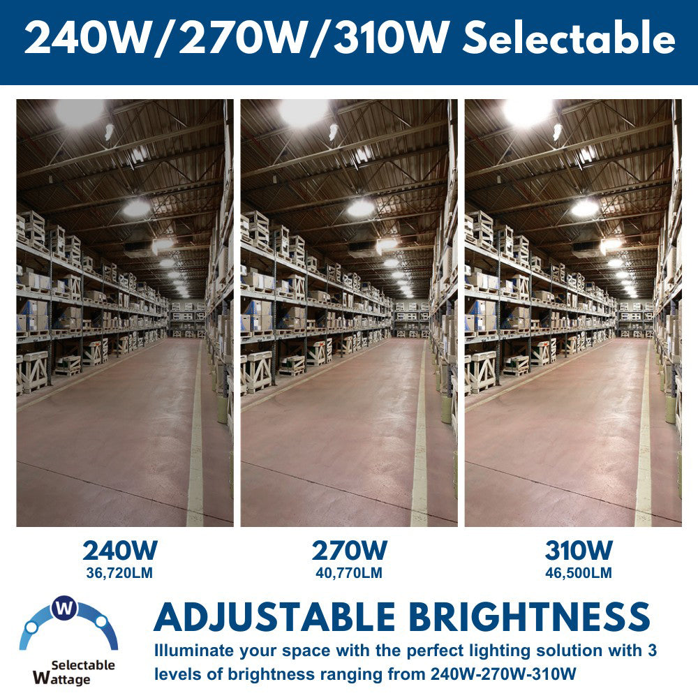 MAX Round UFO LED Bay Light - 310W/270W/240W Selectable - 46500 Lumens - 5000K - 1000W Equal