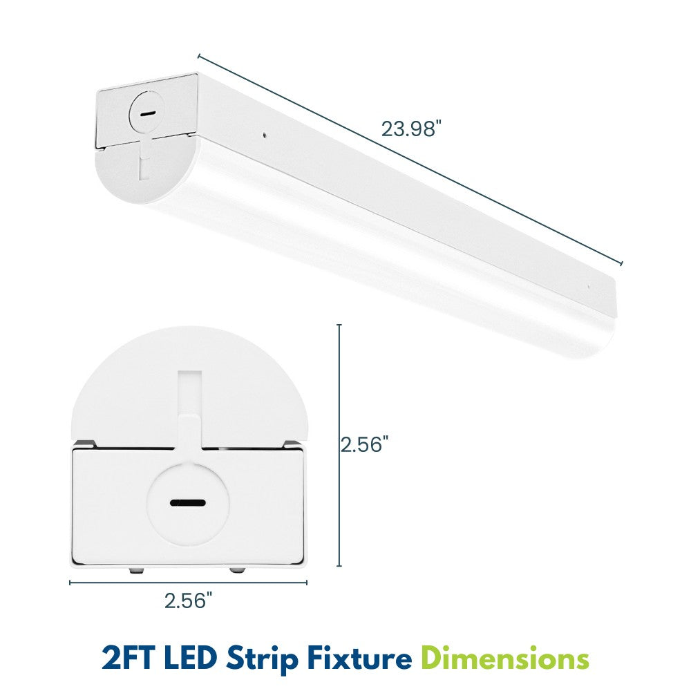 2FT LED Strip Fixture - Up to 3250 LM - Wattage Selectable - Kelvin 3500-4000-5000K