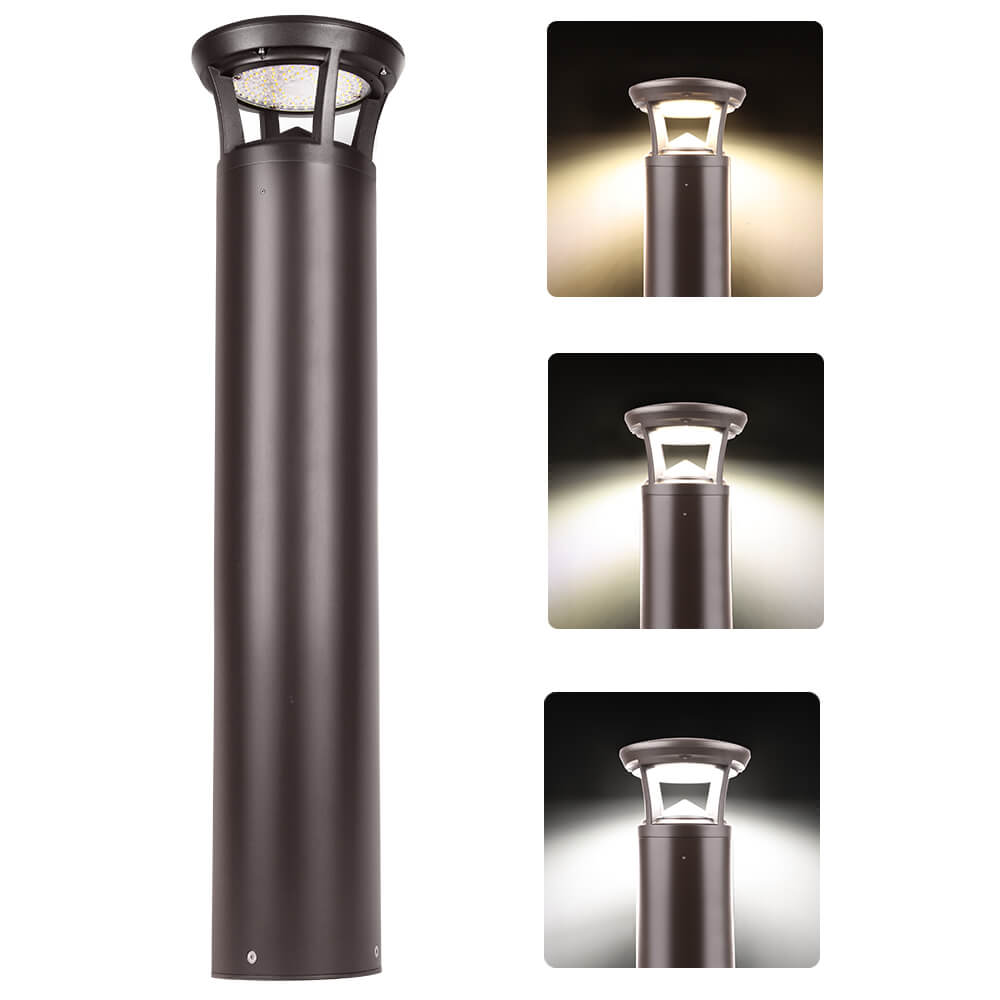3 FT. Konlite Dome-Top LED Bollard Light - 24W - 3,000 Lumens - 3 Wattage Selectable - 3 CCT Selectable - 120-277V - 100W Equal