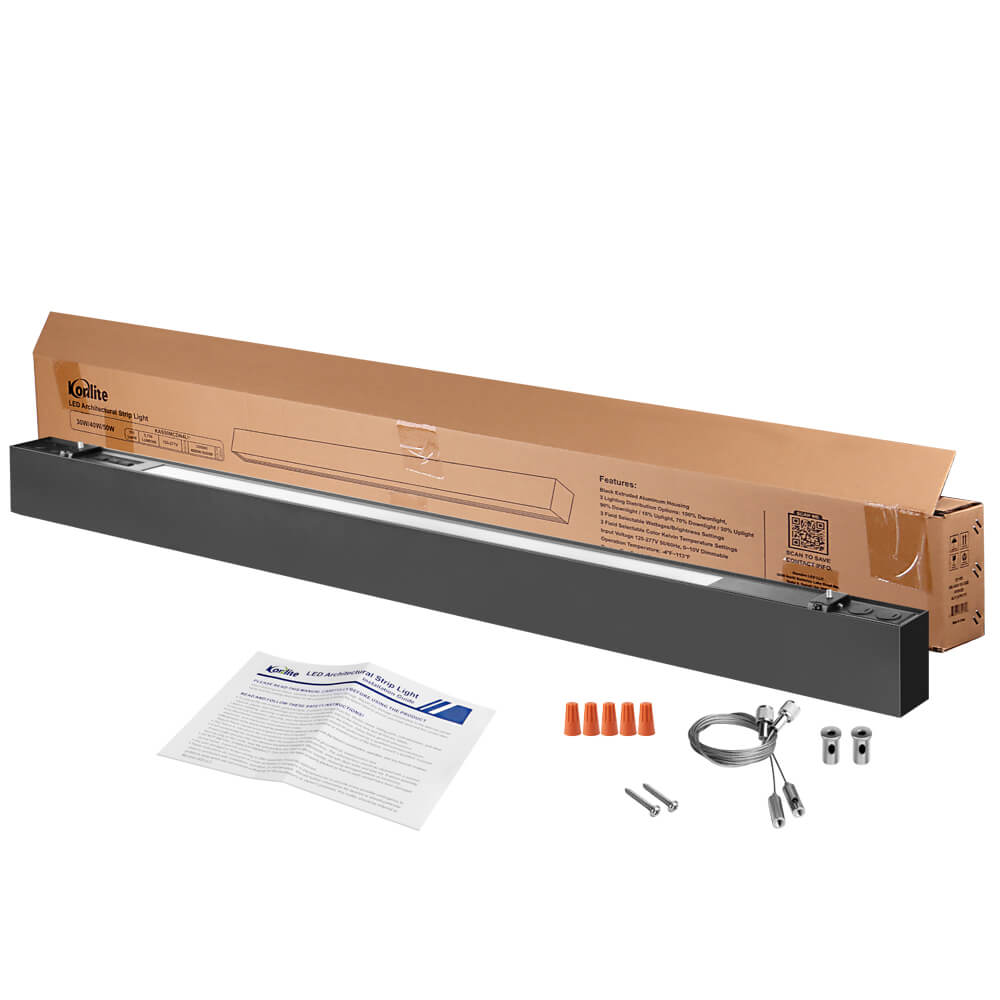 4 FT Black LED Architectural Linear Light Fixture - 6160 LM - Wattage Selectable - Kelvin 3500-4000-5000K