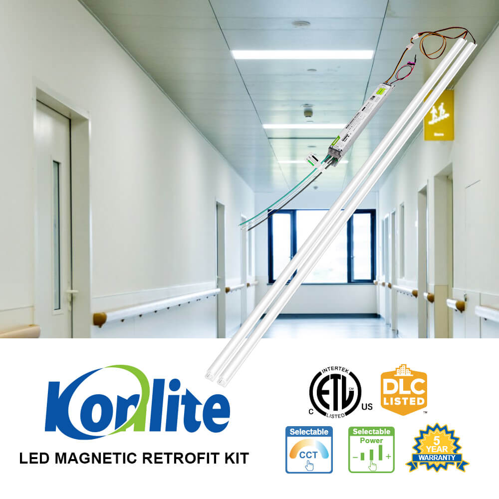 Konlite 4ft Magnetic Linear LED Retrofit Kit - 36W/25W/18W - 120-277V - 4250 lumens - 3 CCT - 0-10V dimmable