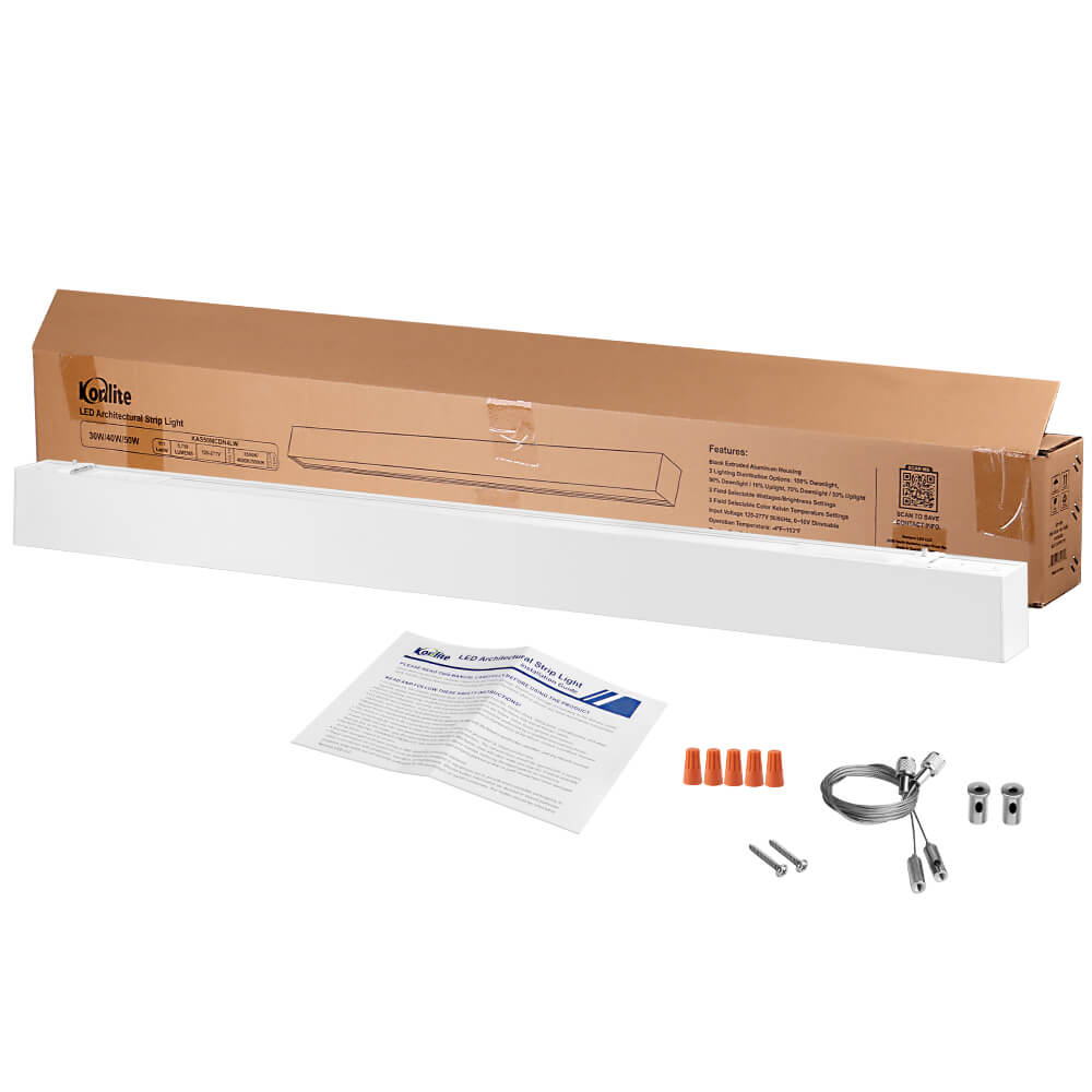 4 FT White LED Architectural Linear Light Fixture - 6160 LM - Wattage Selectable - Kelvin 3500-4000-5000K