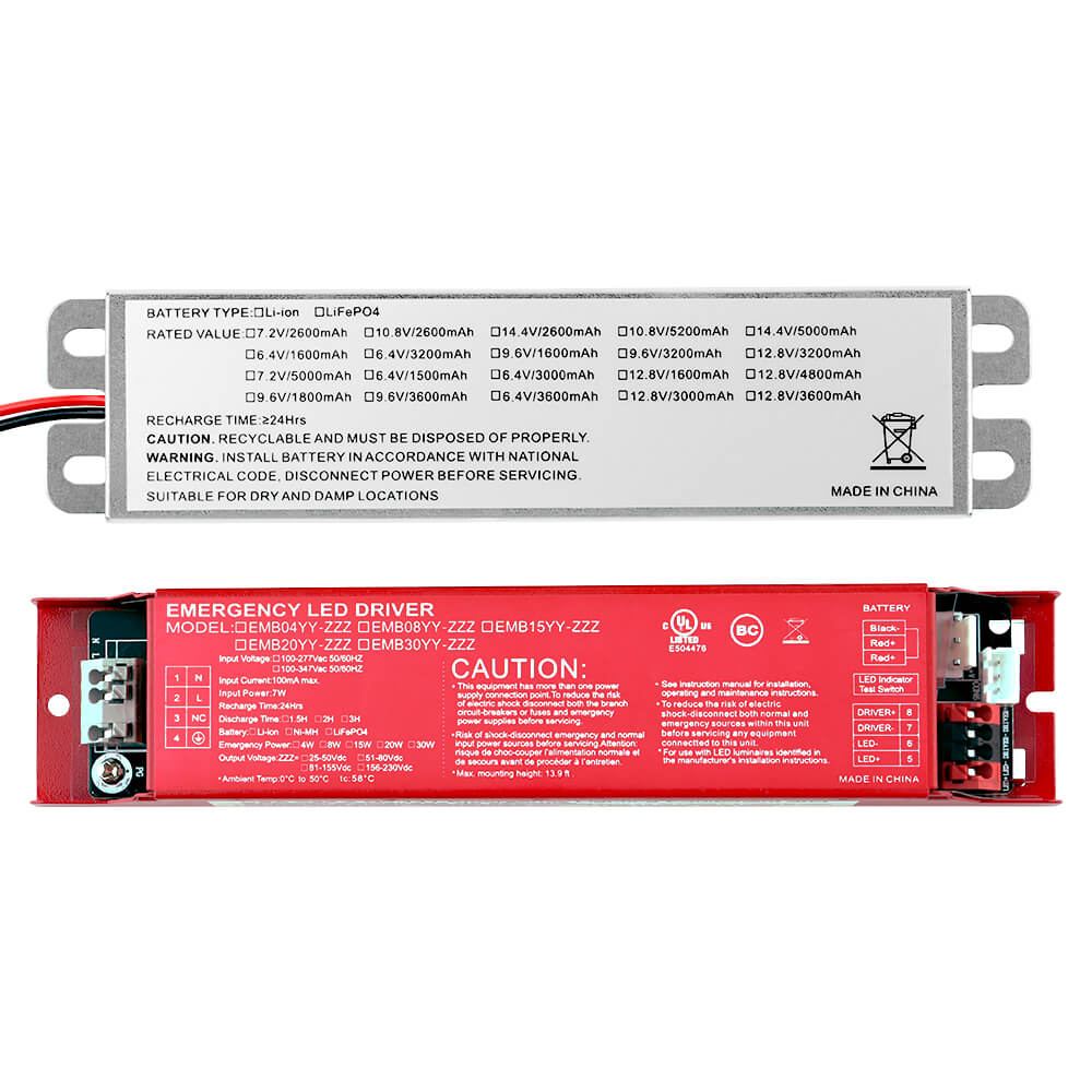 LED Emergency Backup Driver - 8W - Constant Power - 100-277 Vac Input - 20-50Vdc Output