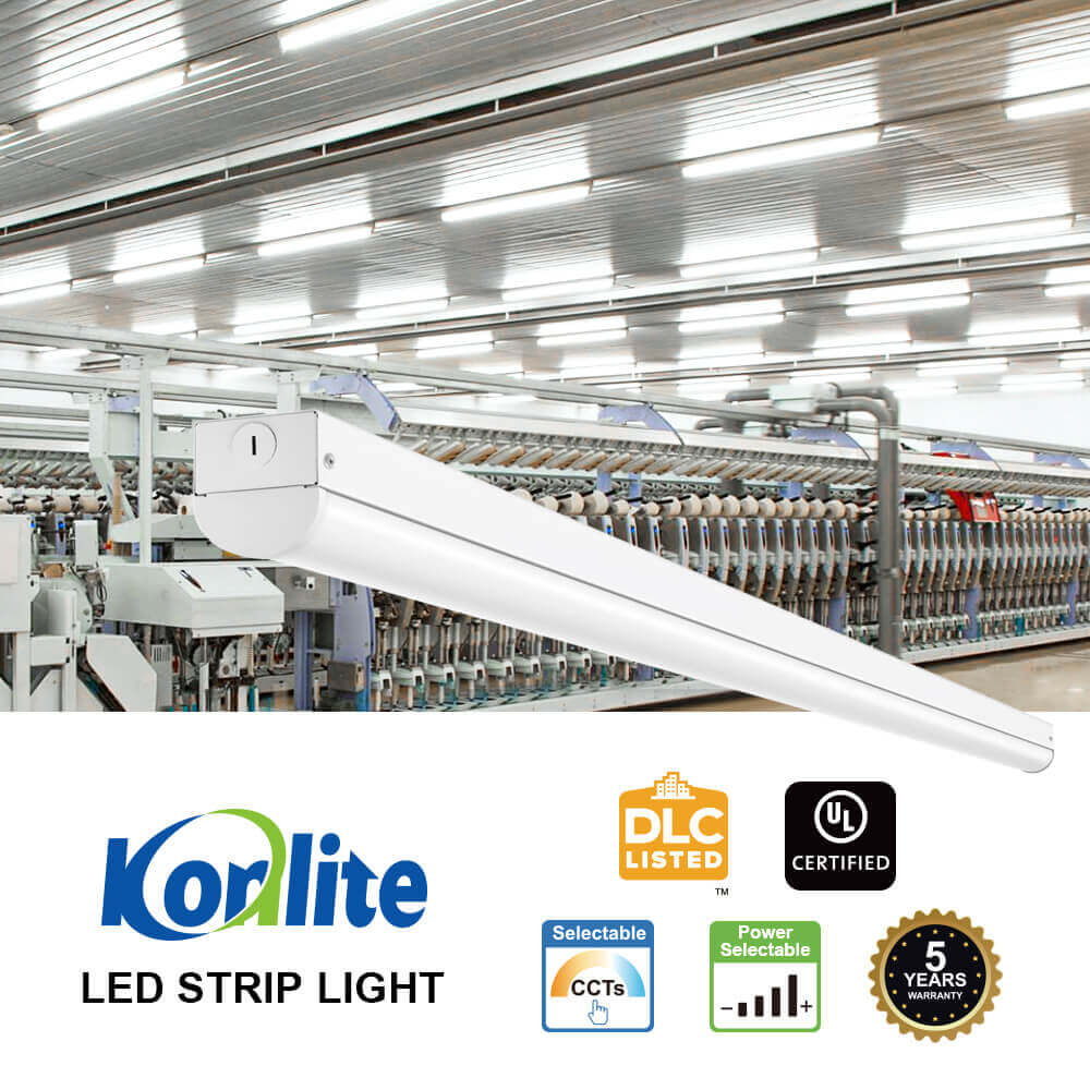 8 Ft LED Strip Light Fixtures - Pack of 4 Lights - Watts Selectable - 11,400 Lumens - CCT 3500K-4000K-5000K