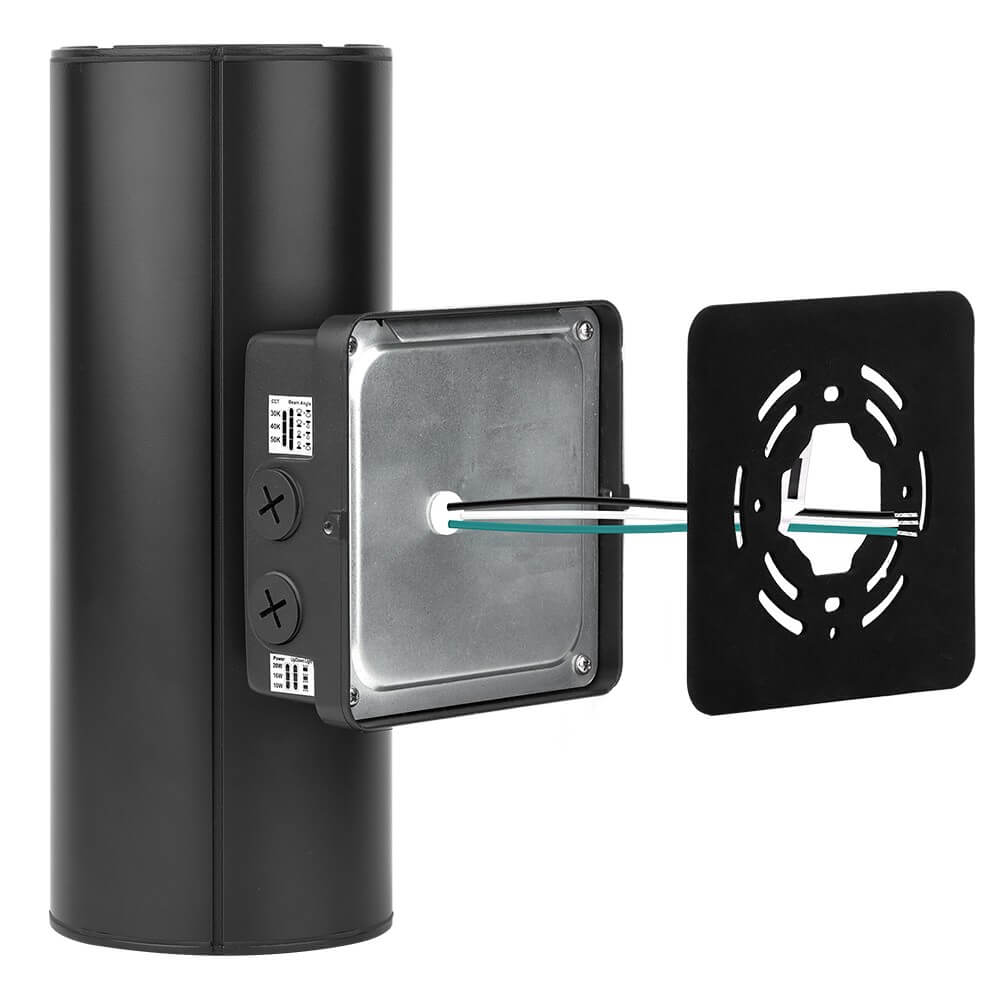 Black Finish LED Wall Sconce - 20/16/10W Selectable - up to 2,900 Lumens - 3 CCT Selectable - 120-277V - Photocell with Cap
