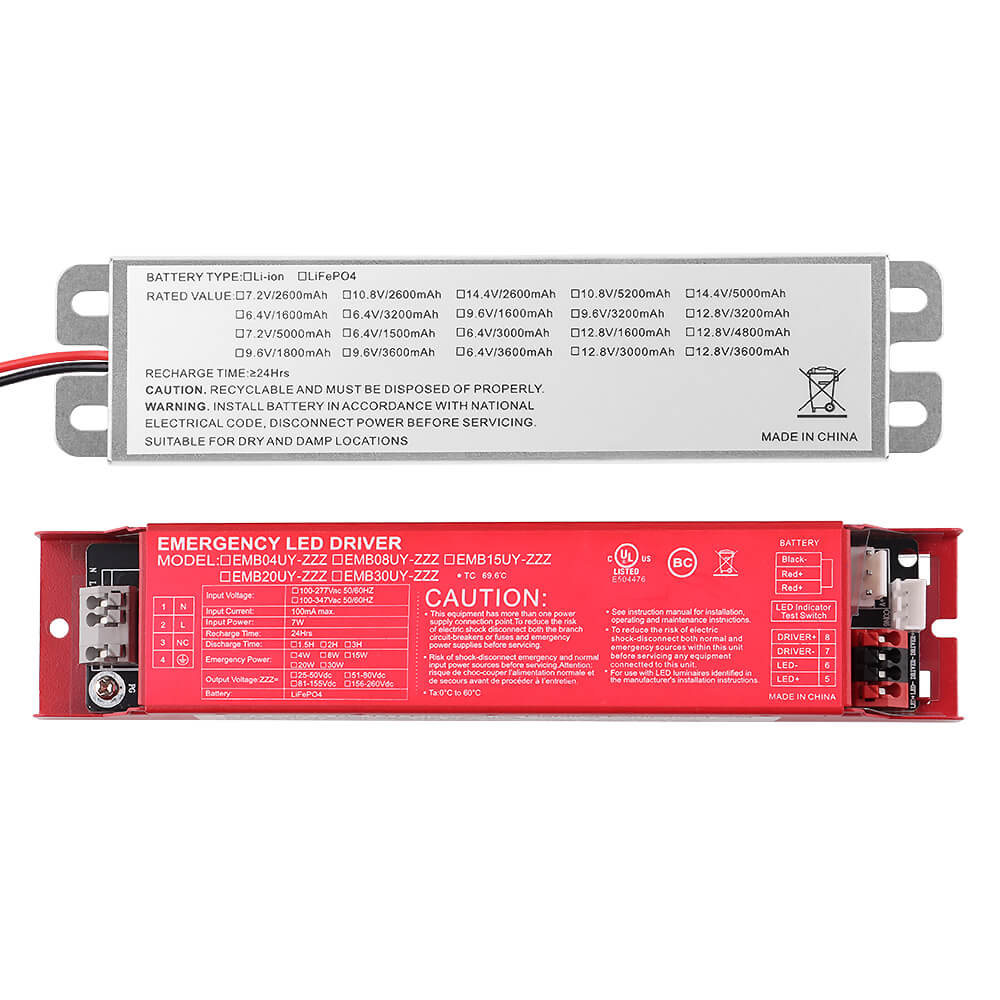 LED Emergency Backup Driver - 20W - Constant Power - 100-277 Vac Input - 156-260Vdc Output