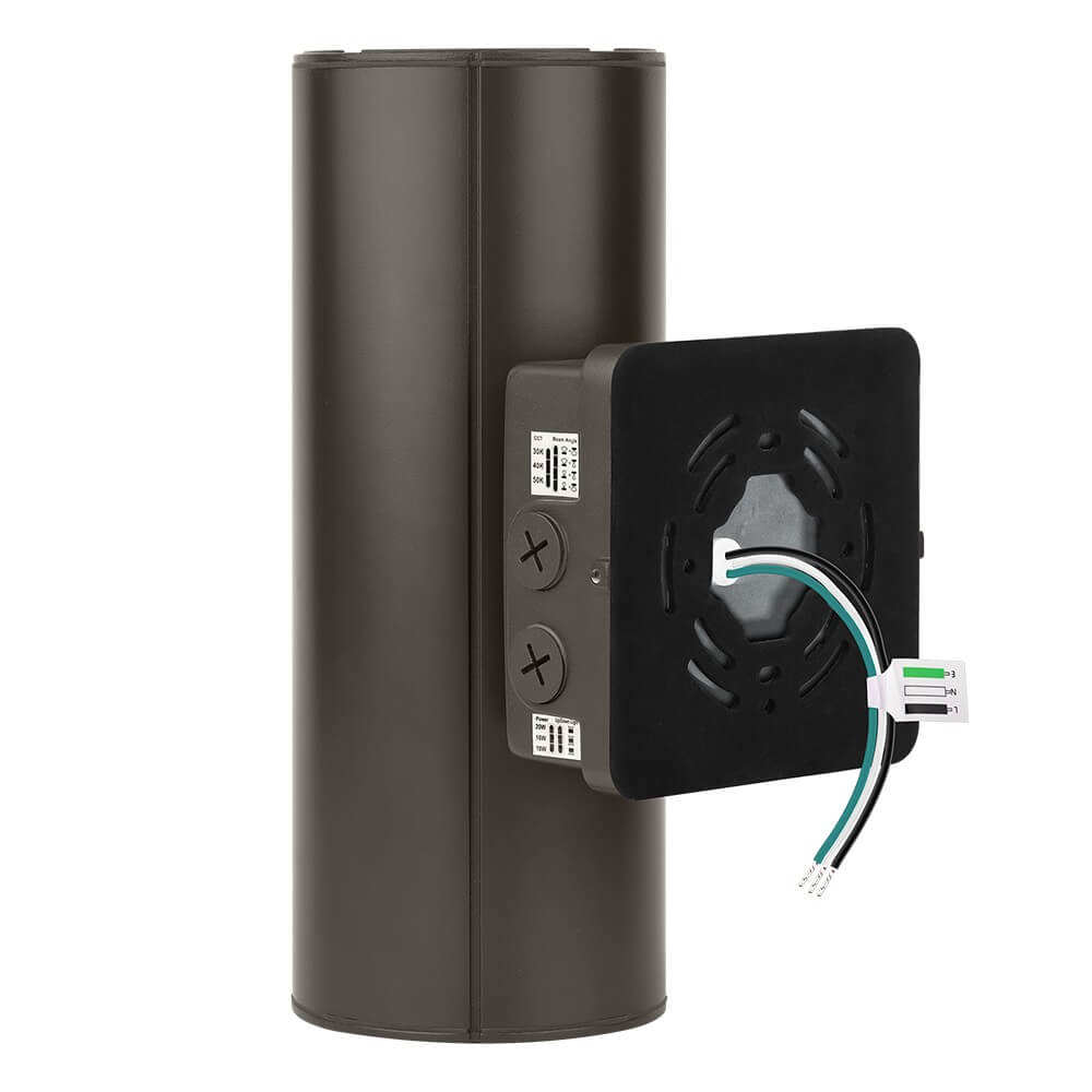 LED Cylinder Up and Down Wall Light fixture - Outdoor Wall Sconce - 20/16/10W Selectable - up to 2,900 Lumens - 3 CCT Selectable - 120-277V - Photocell with Cap