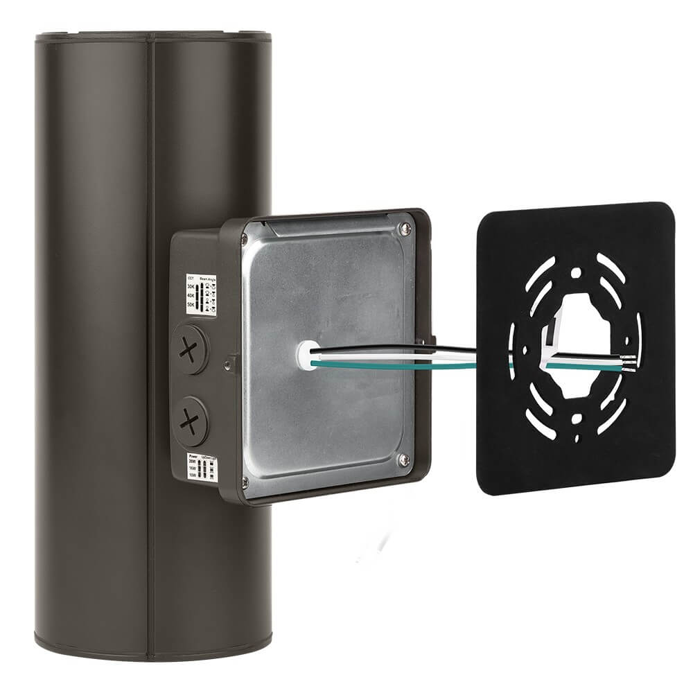 LED Cylinder Up and Down Wall Light fixture - Outdoor Wall Sconce - 20/16/10W Selectable - up to 2,900 Lumens - 3 CCT Selectable - 120-277V - Photocell with Cap