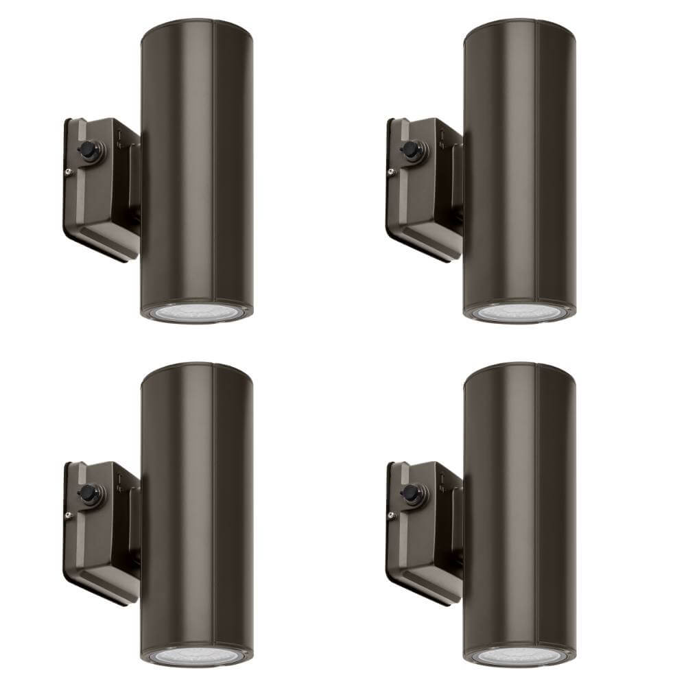 LED Cylinder Up and Down Wall Light fixture - Outdoor Wall Sconce - 20/16/10W Selectable - up to 2,900 Lumens - 3 CCT Selectable - 120-277V - Photocell with Cap