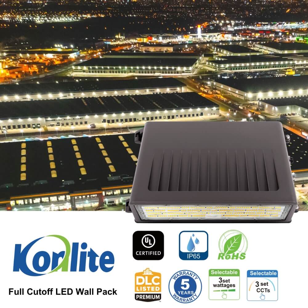 Full Cutoff LED Wall Pack - 90W/63W/45W Selectable - 14,900 Lumens - 3 CCT Selectable - 120-277V - 320W Equal
