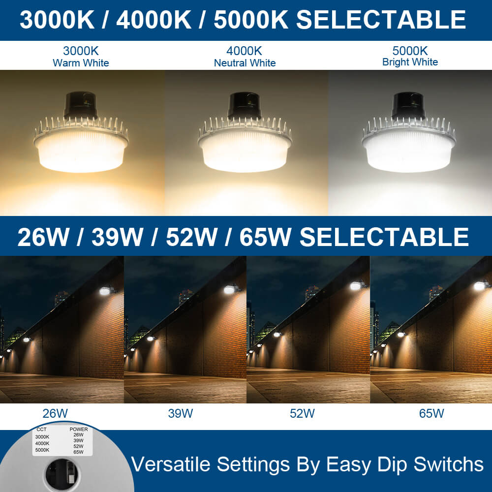 Konlite LED Dusk to Dawn Light - 65W - 8,800 LM - 4 Watts - 5000K/4000K/3000K - 120-277V - 175W Equal