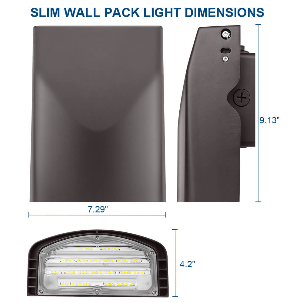 Konlite LED Slim Adjustable Wall Pack Light - 40W/32W/24W/16W - 6,200 Lumens Max - CCT Selectable - 120-277V - 100W Equal